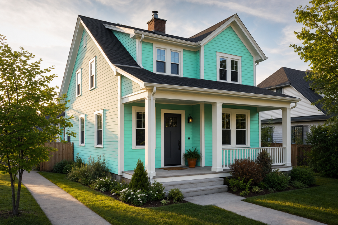 Aqua Quartz by Valspar on exterior