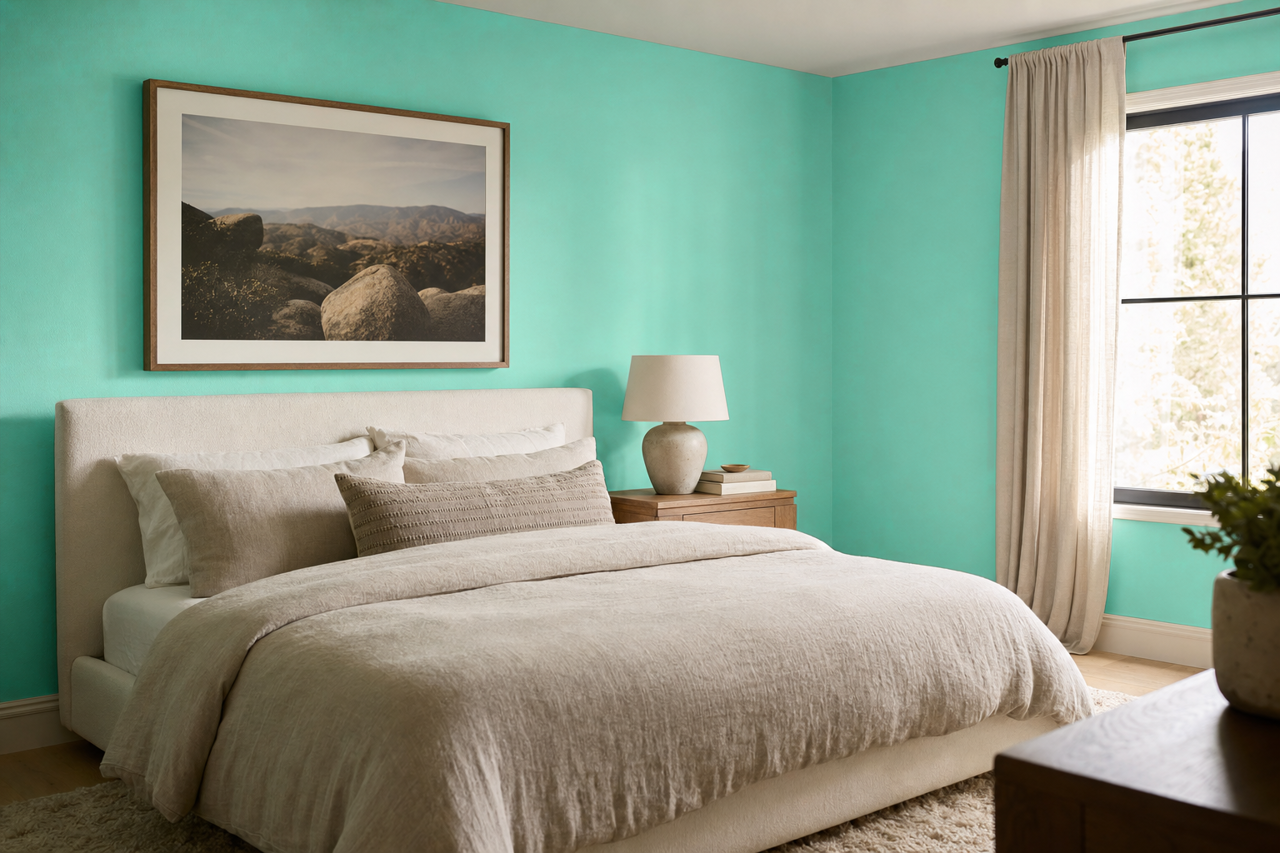 Aqua Quartz by Valspar on interiors