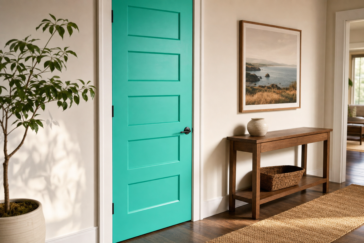 Rainforest Mist by Valspar on interior-doors