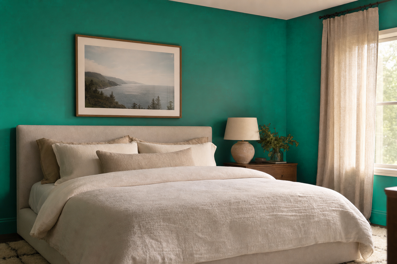 Green Sea by Valspar on interiors