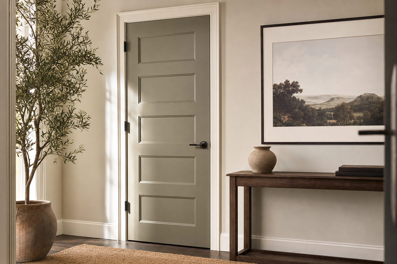 Smoky Olive by Valspar on interior-doors