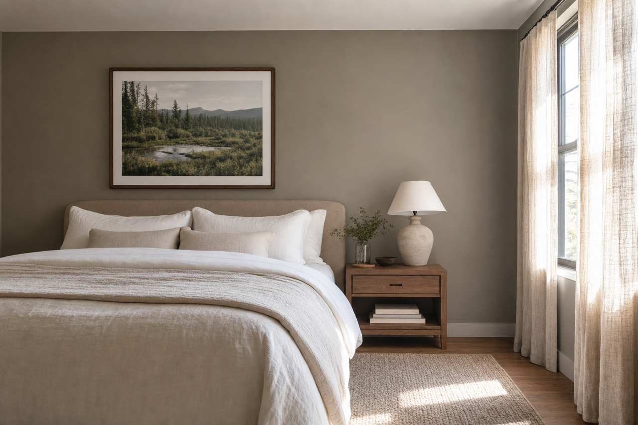 Smoky Olive by Valspar on interiors