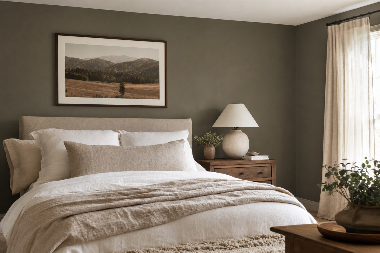 Olive Smudge by Valspar on interiors