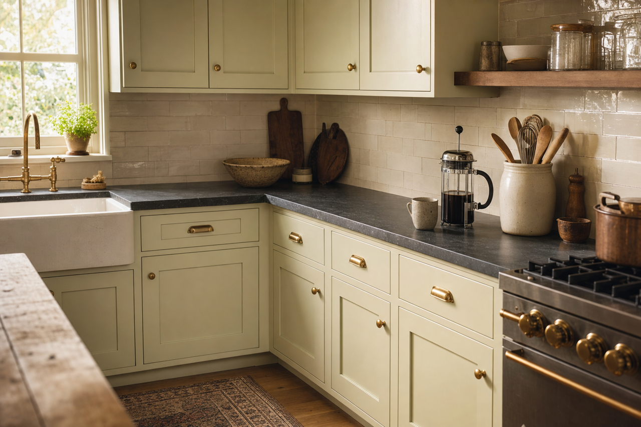 Mint Frost by Valspar on cabinets
