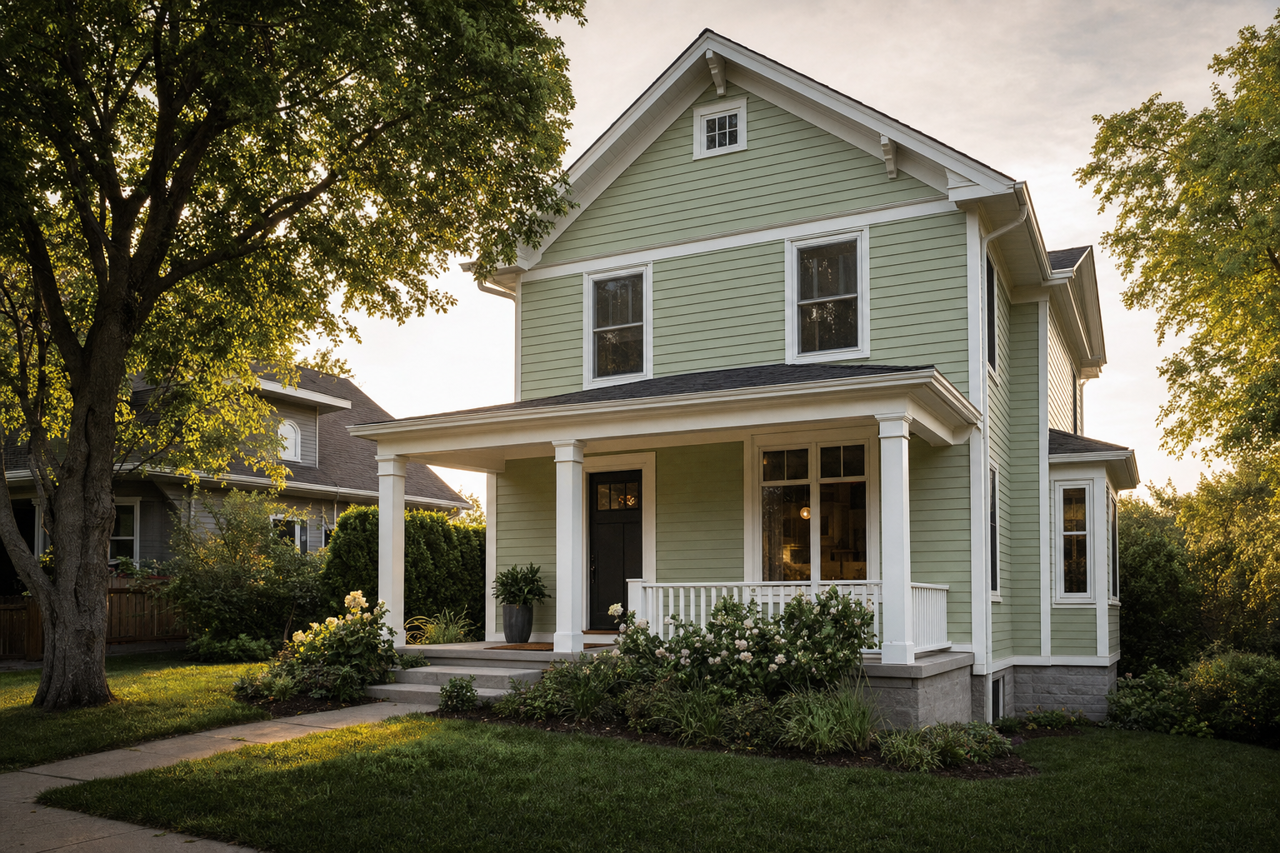Gloaming Green by Valspar on exterior