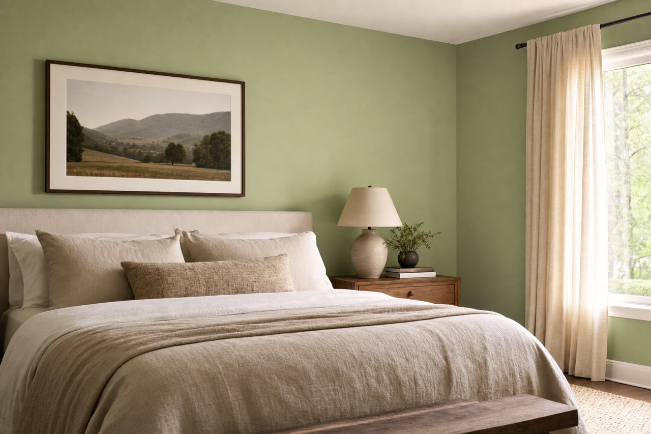 Gloaming Green by Valspar on interiors