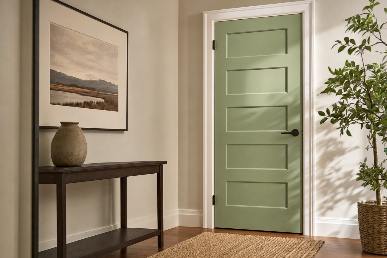 Cool Green by Valspar on interior-doors
