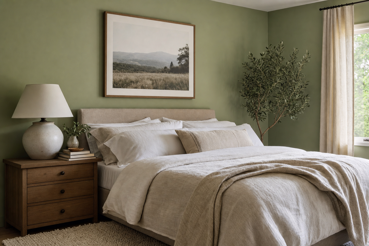 Cool Green by Valspar on interiors