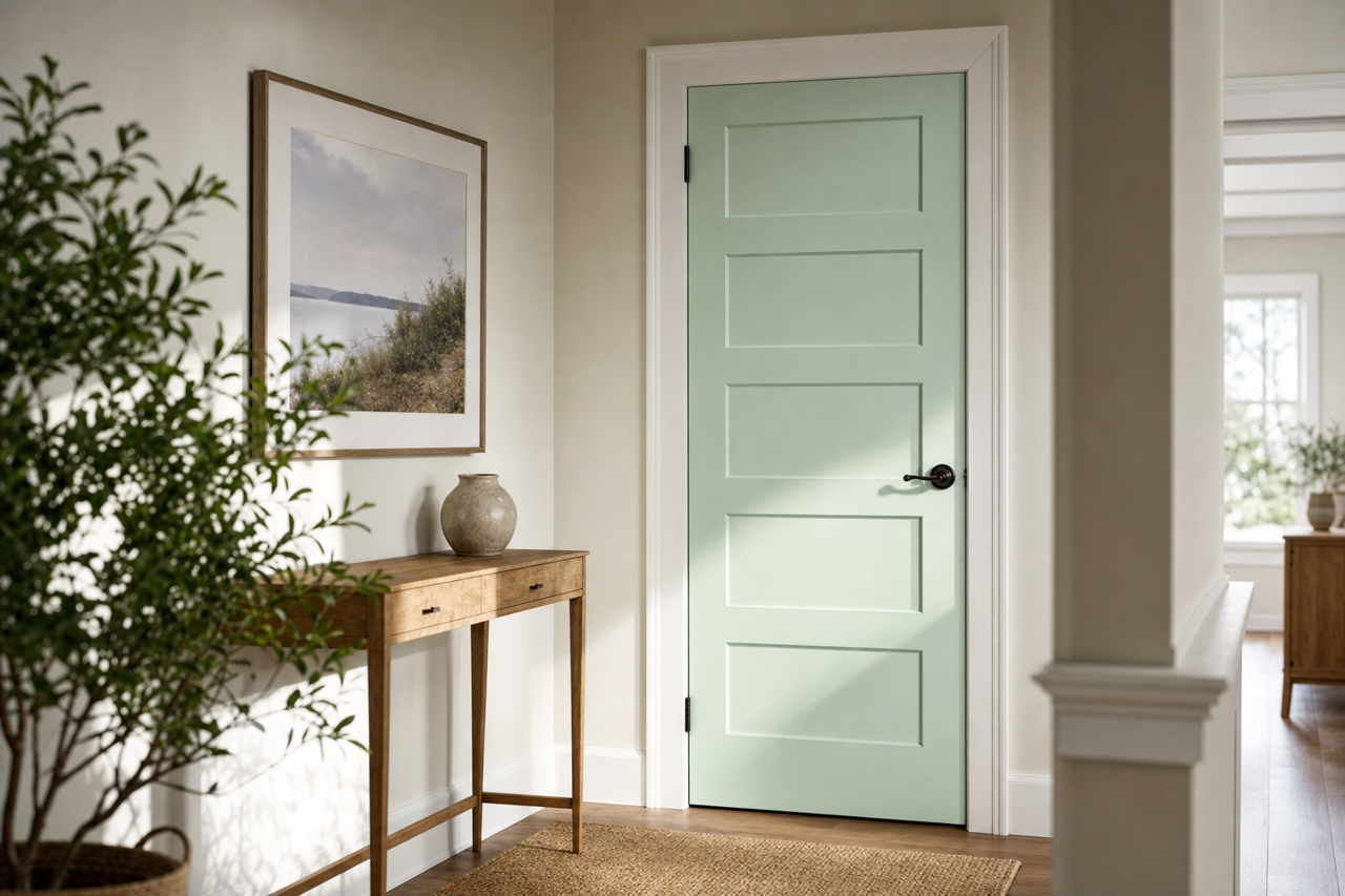 Icy Mint by Valspar on interior-doors