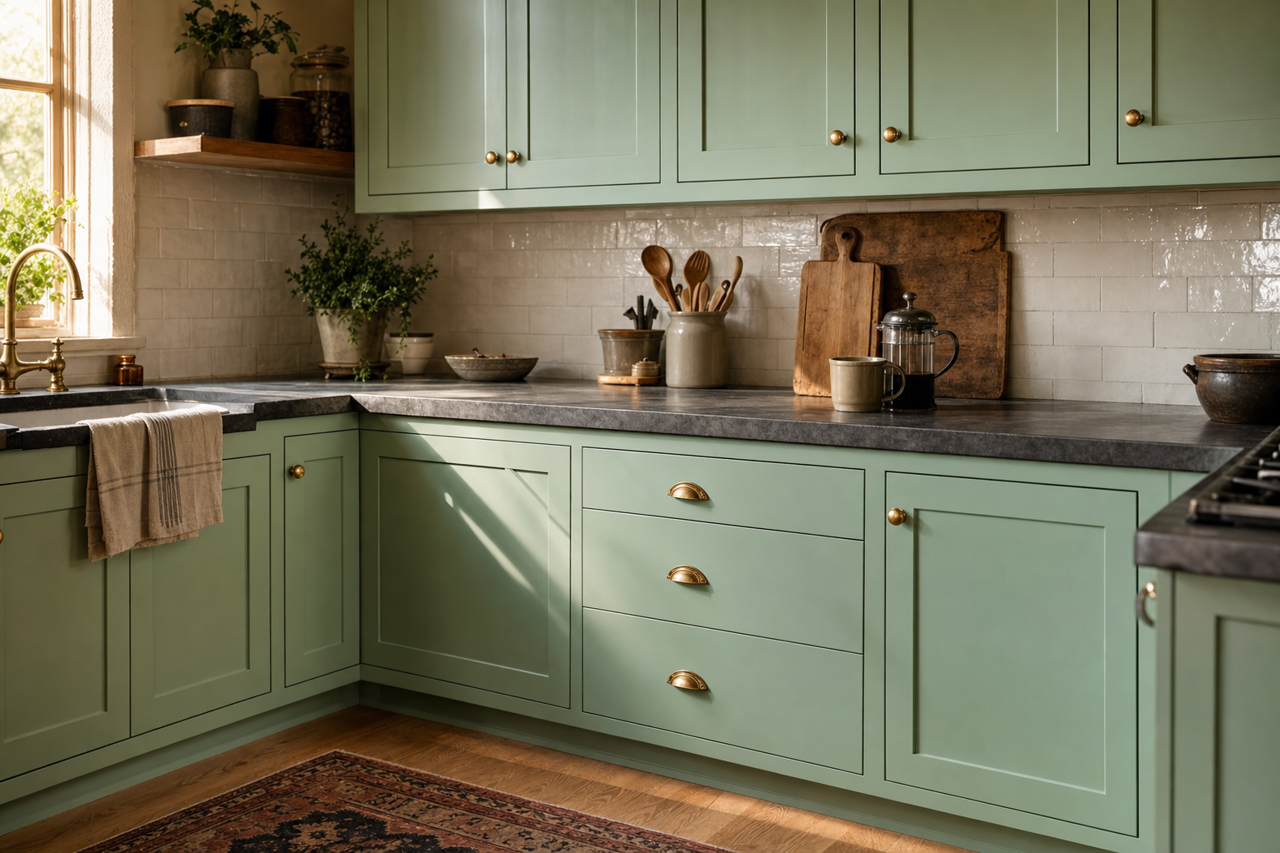 Green Supreme by Valspar on cabinets
