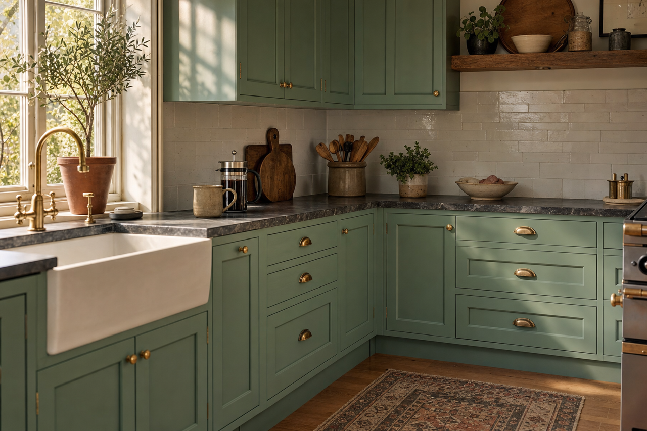 Salamander by Valspar on cabinets