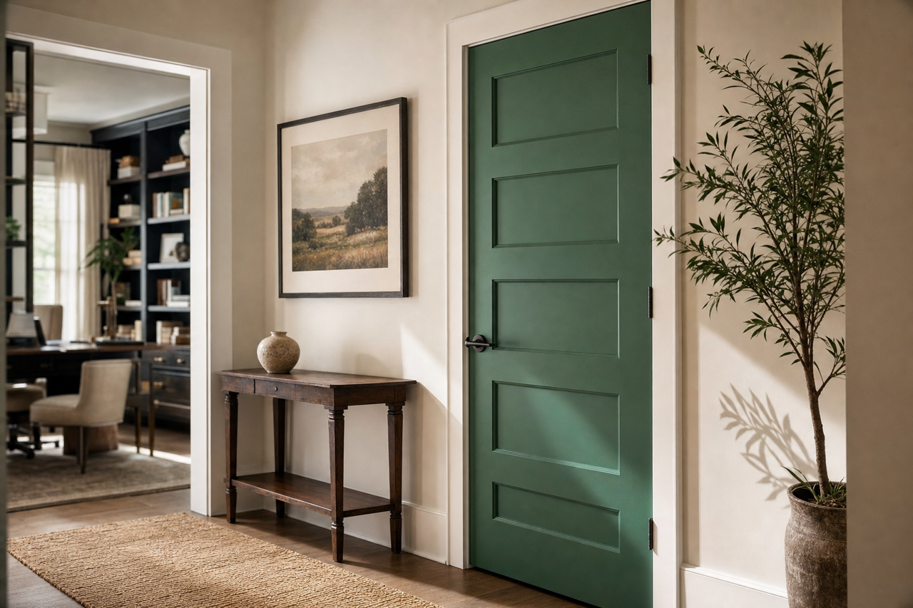 Deep Mint by Valspar on interior-doors