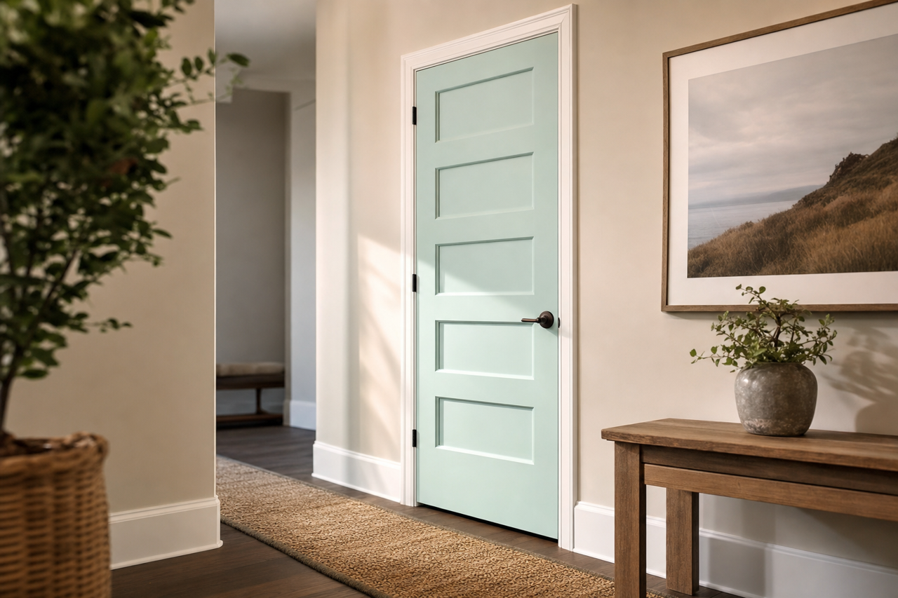 Sea Lily by Valspar on interior-doors