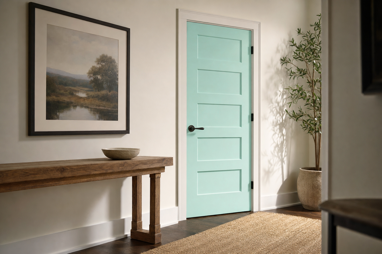 Ocean Whisper by Valspar on interior-doors