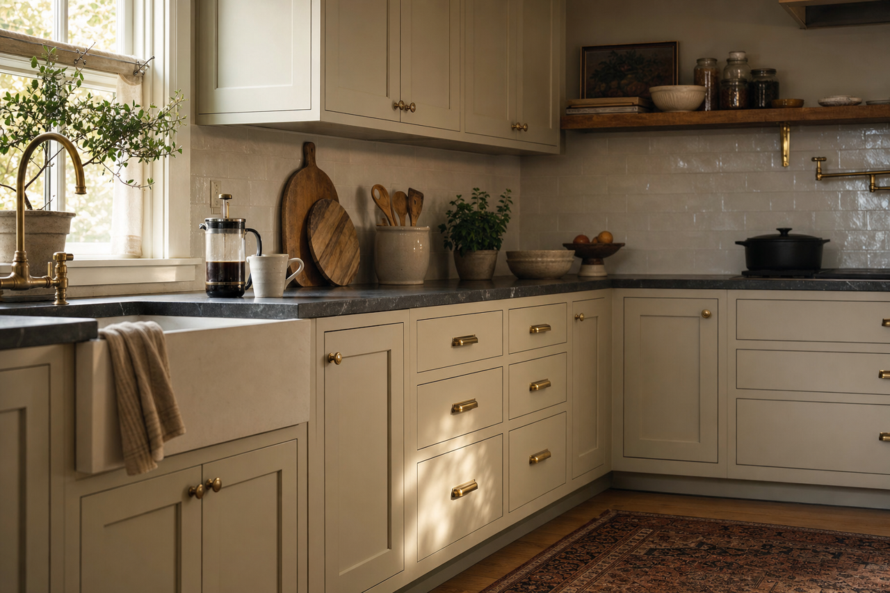 Hunter's White by Valspar on cabinets