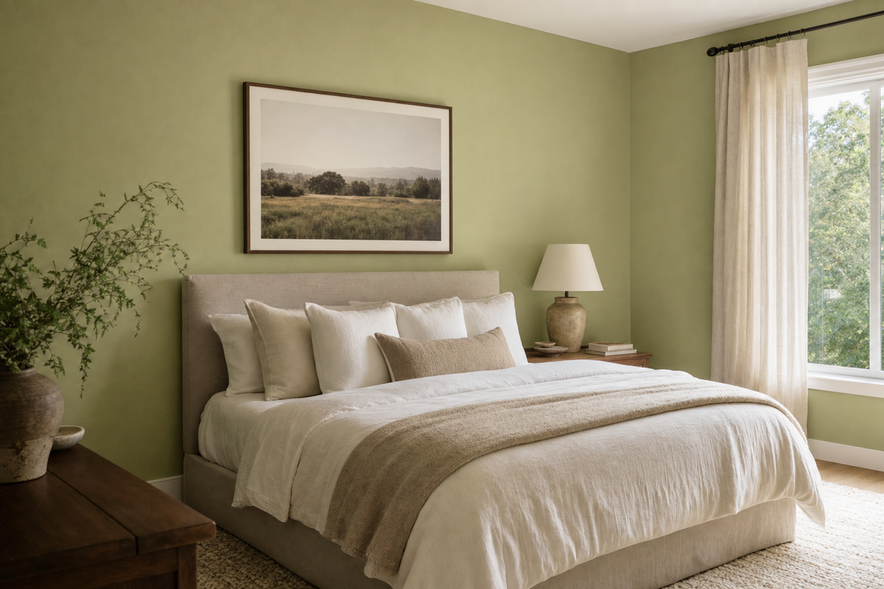 Brisk Olive by Valspar on interiors