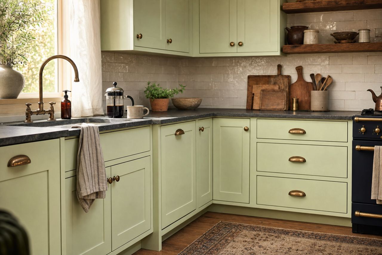 Limonata by Valspar on cabinets