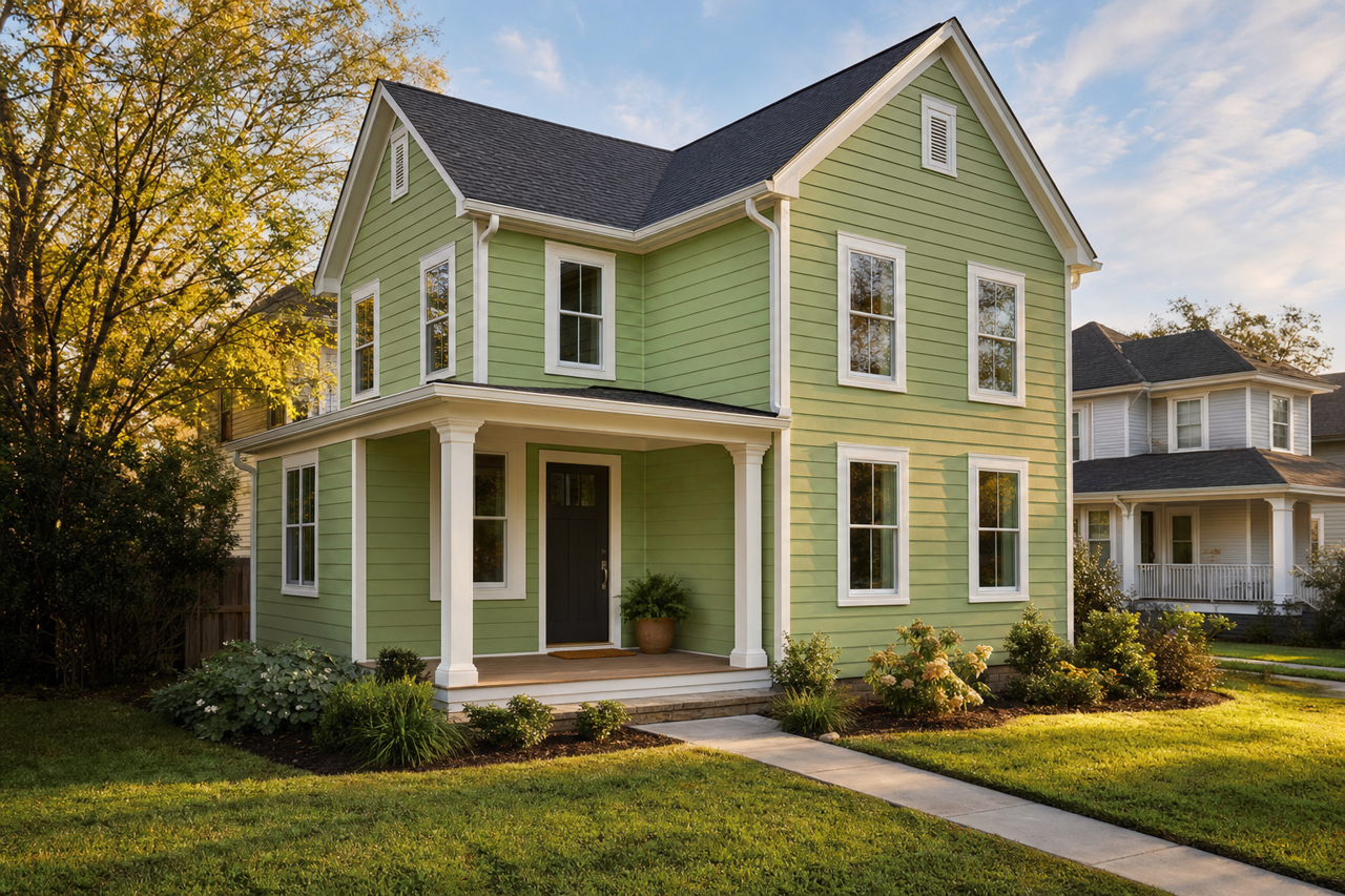 Mardi Gras Green by Valspar on exterior