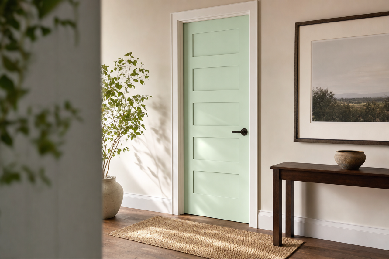 Minty Fresh by Valspar on interior-doors