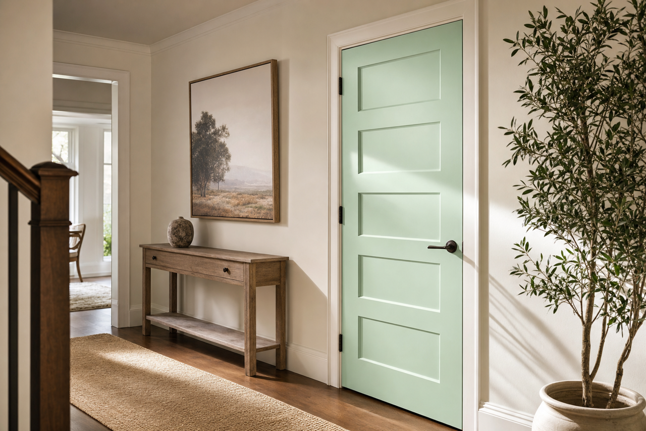 Green Vibe by Valspar on interior-doors