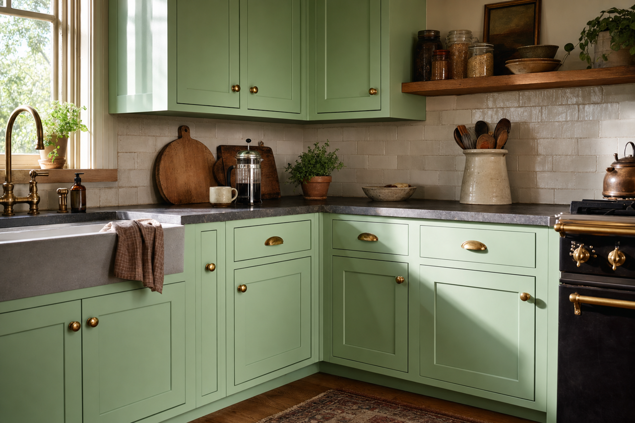 Fresh Meadow by Valspar on cabinets