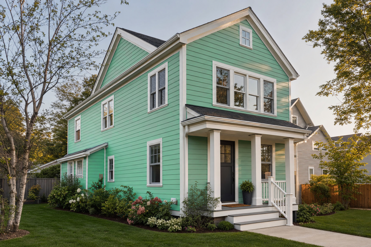 Spearmint Burst by Valspar on exterior