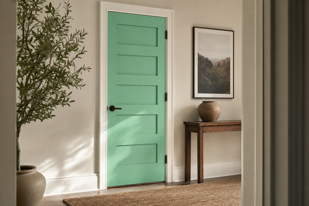 Spearmint Burst by Valspar on interior-doors