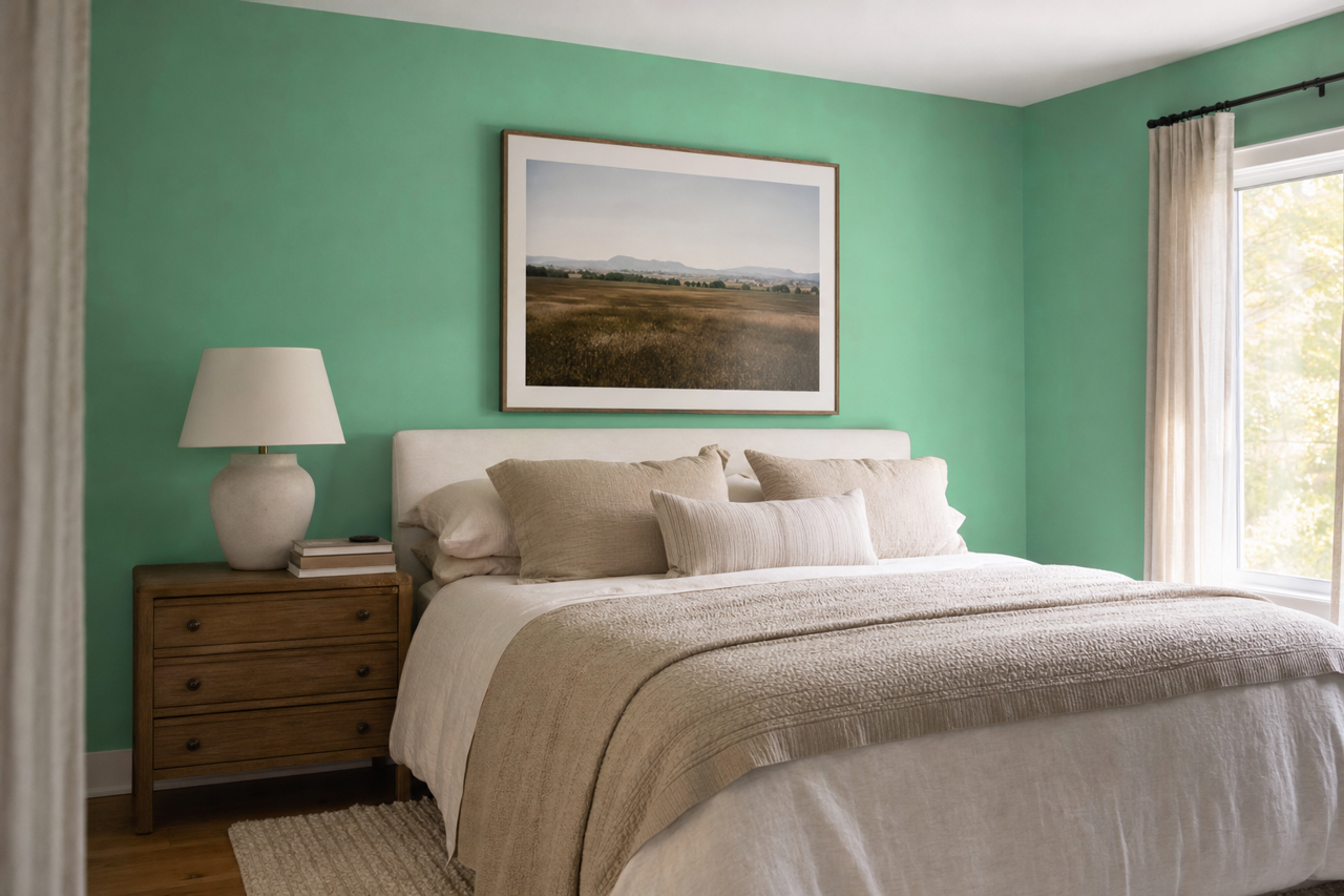 Spearmint Burst by Valspar on interiors