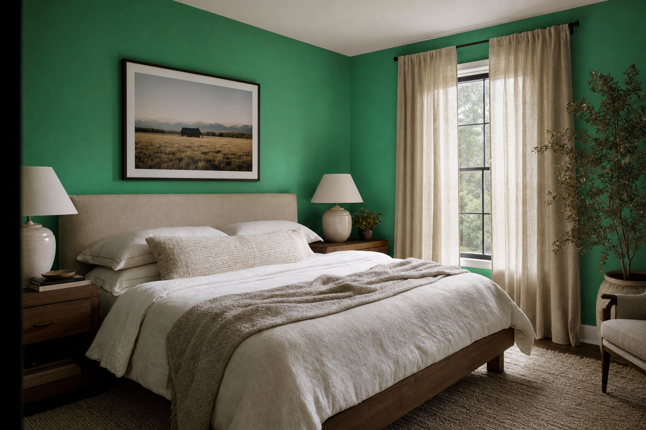 Cosmic Green by Valspar on interiors