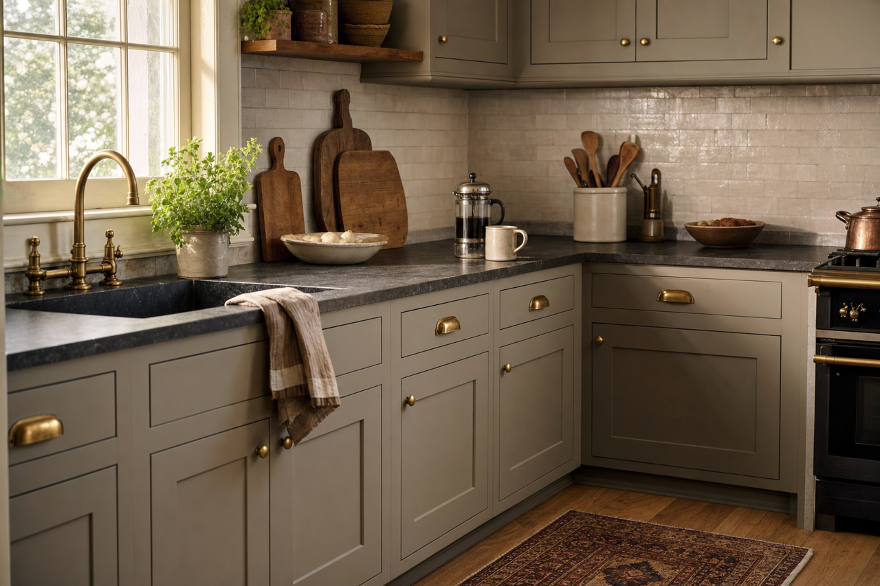 Artichoke by Valspar on cabinets
