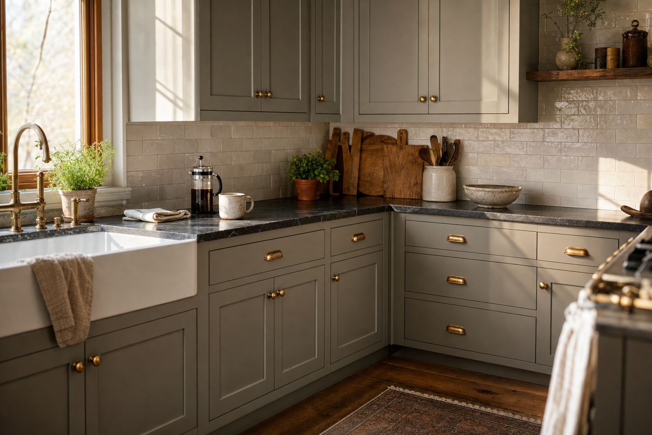 Empire by Valspar on cabinets