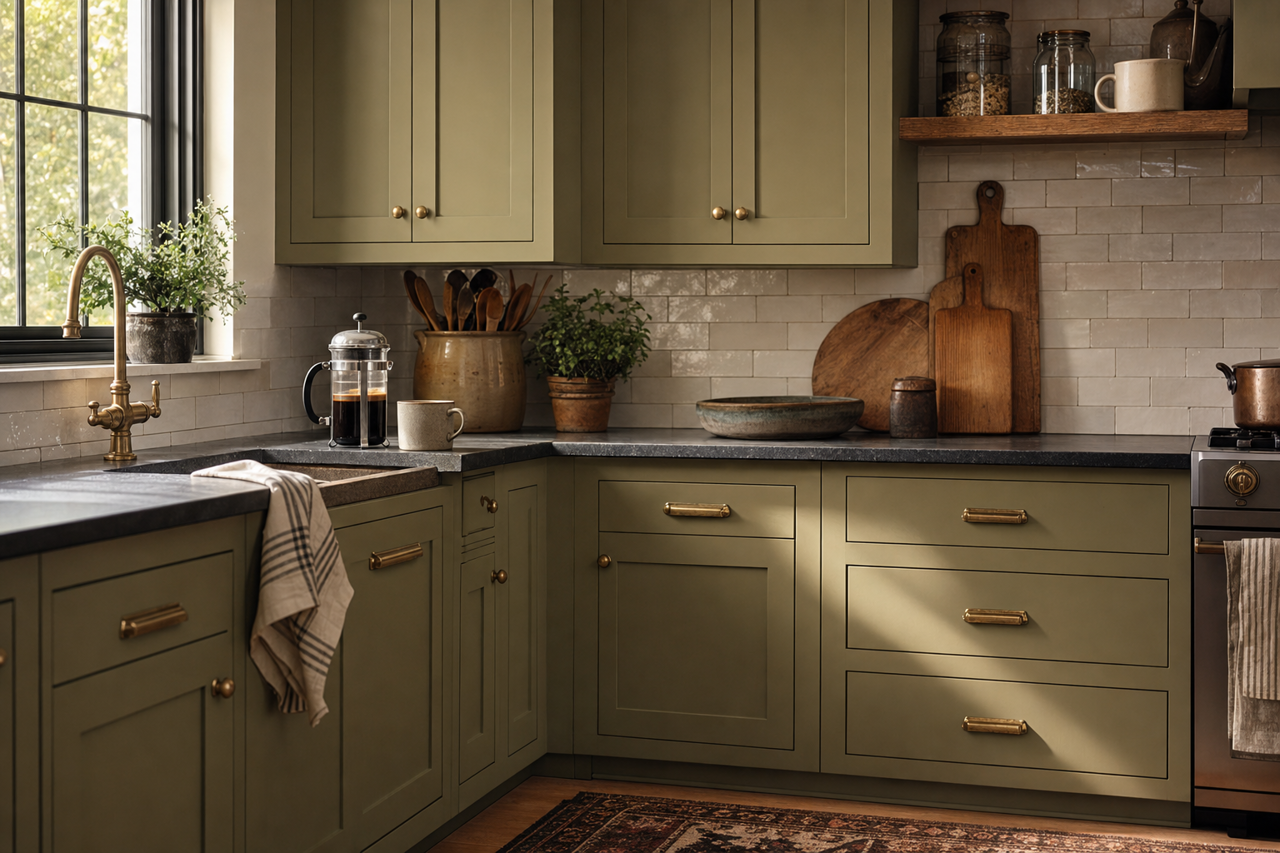 Jungle Thicket by Valspar on cabinets