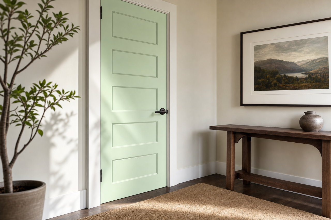 Garden Mist by Valspar on interior-doors