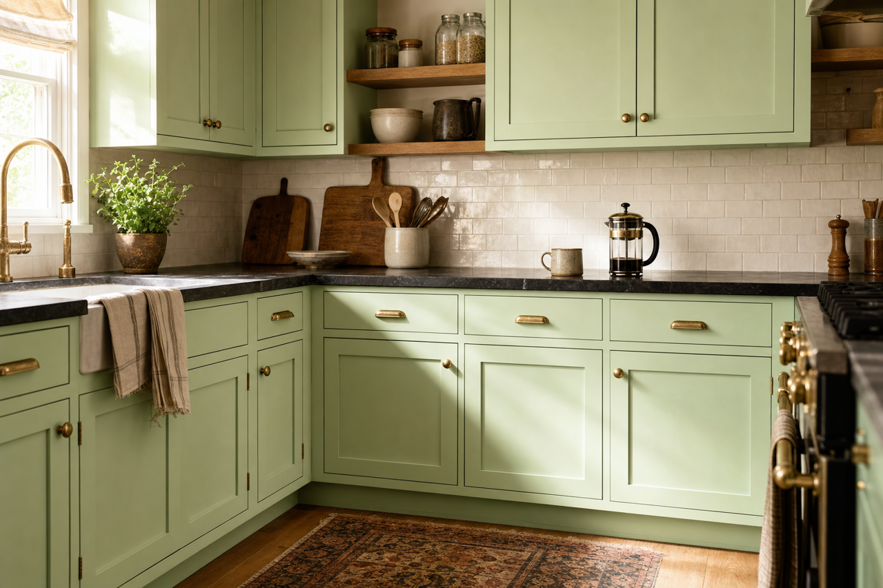 Summer Frolic by Valspar on cabinets