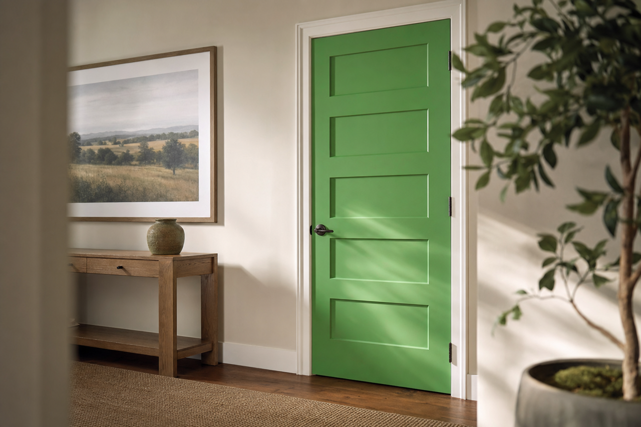 Polly Green by Valspar on interior-doors