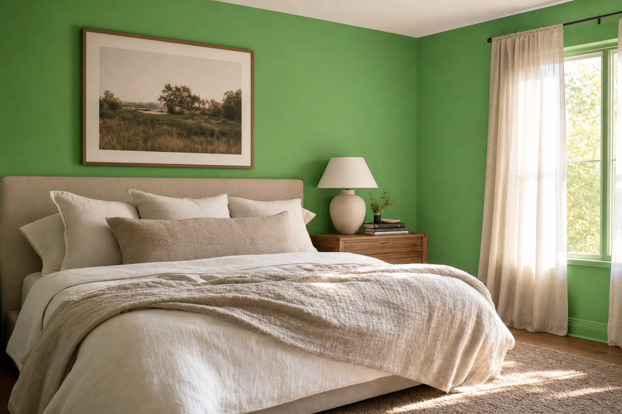 Polly Green by Valspar on interiors