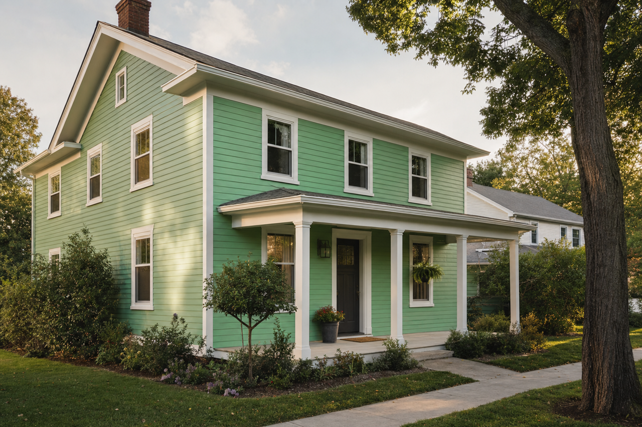 Green Shimmer by Valspar on exterior