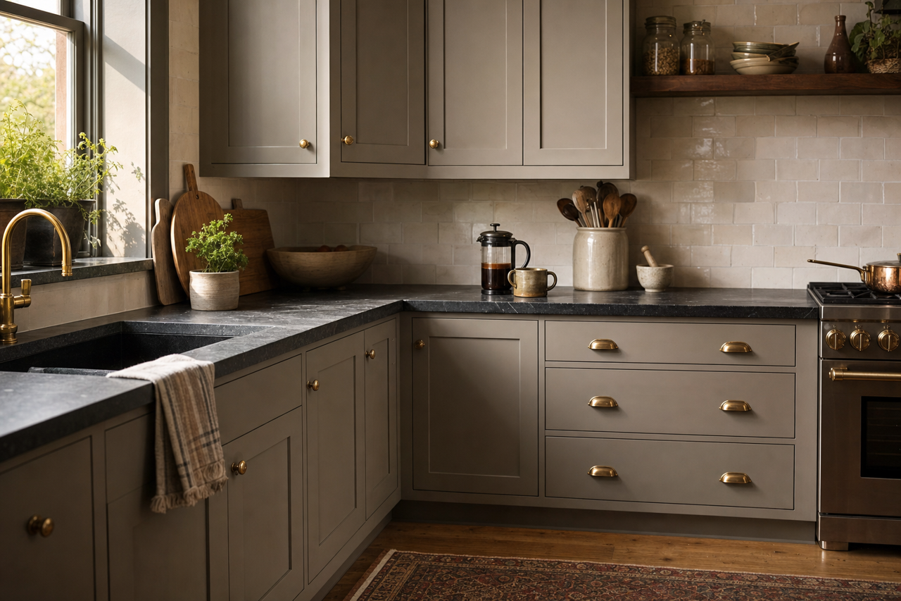 Mountain Smoke by Valspar on cabinets