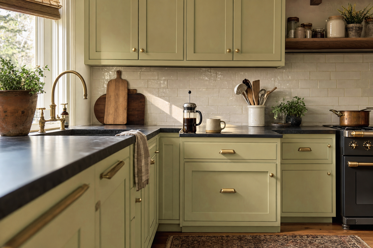 Grassland by Valspar on cabinets