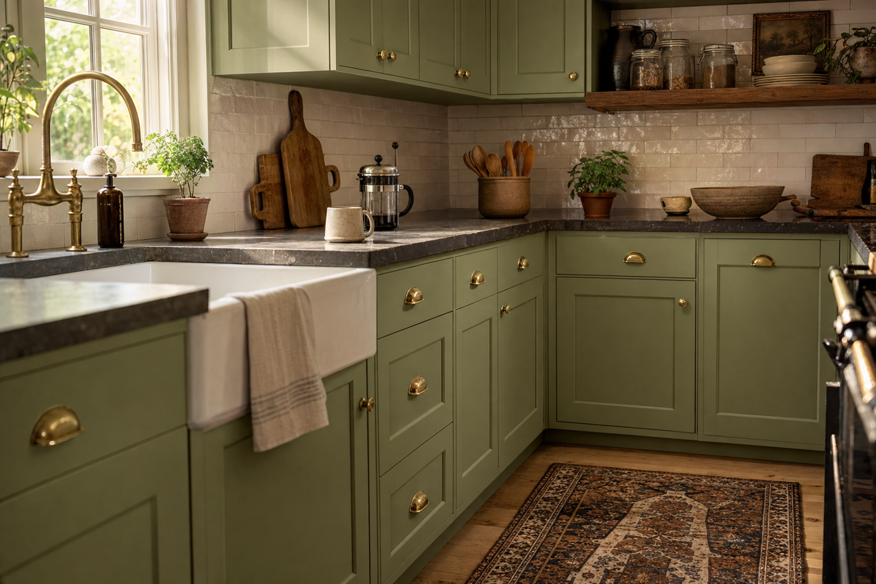 Bullfrog by Valspar on cabinets