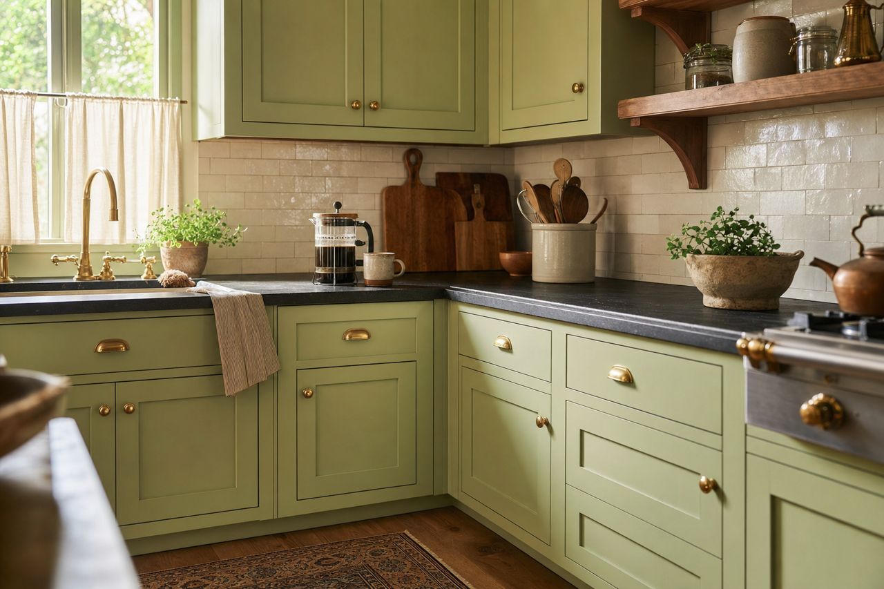 Emerald Isle by Valspar on cabinets