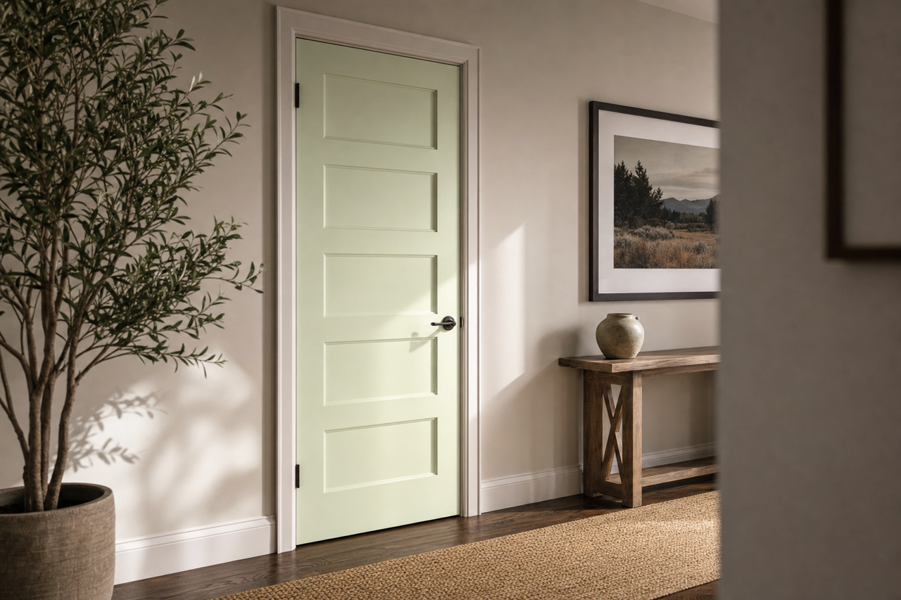 Mint Mist by Valspar on interior-doors