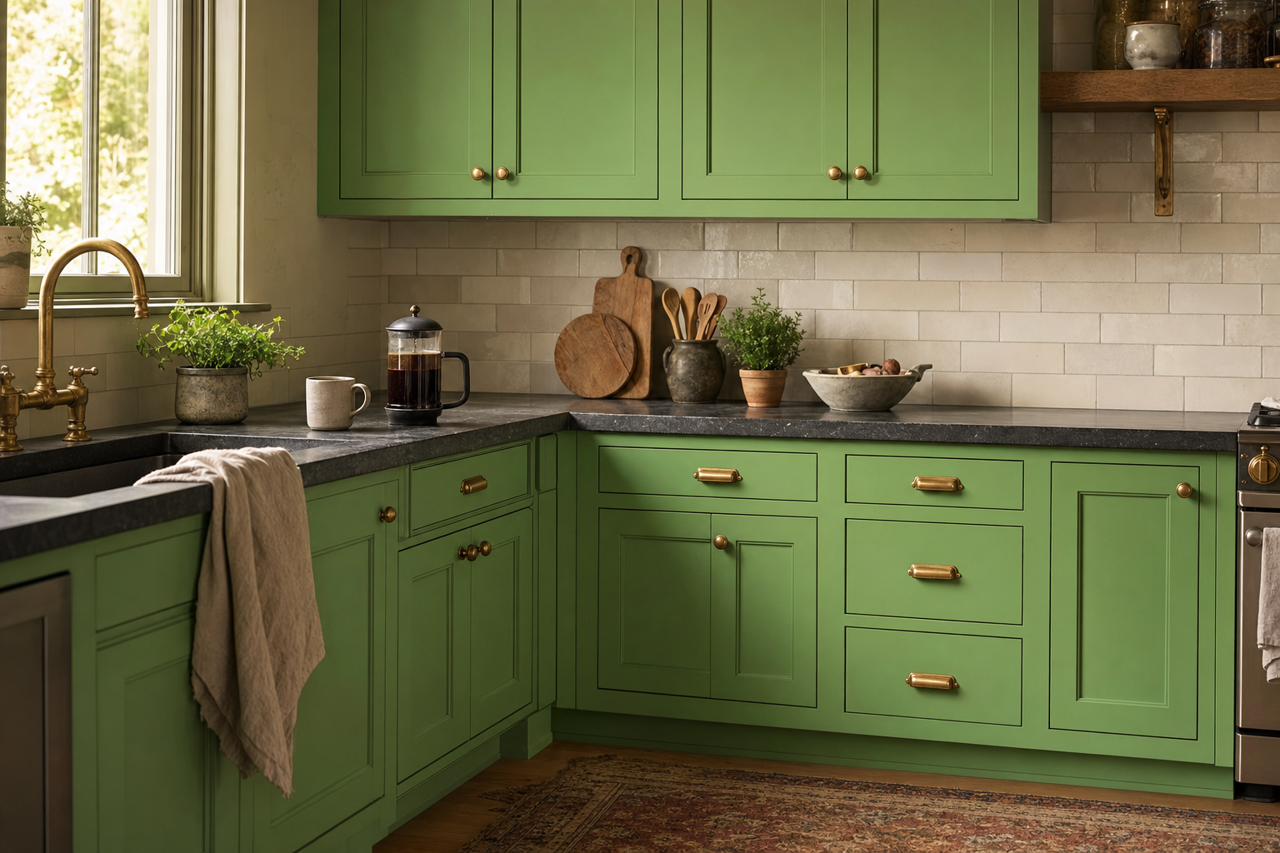 Putting Green by Valspar on cabinets