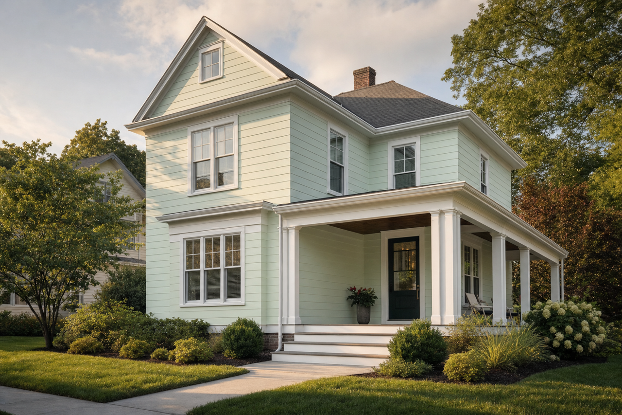 Mint Hint by Valspar on exterior