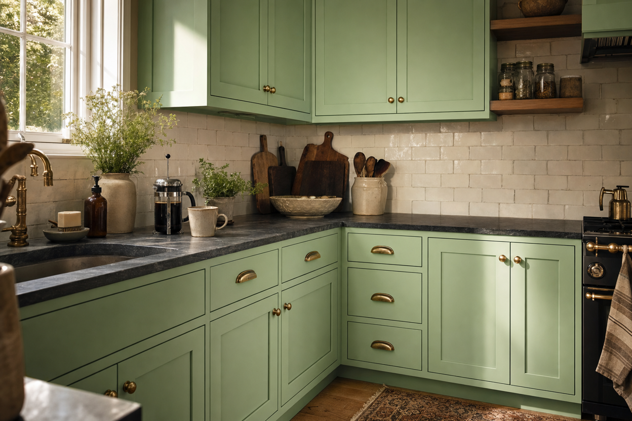 Garden Sprout by Valspar on cabinets