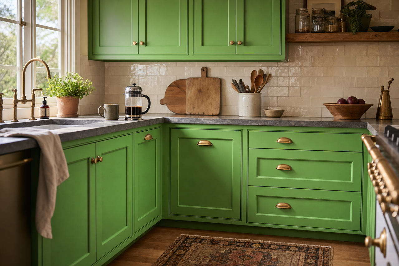 Greenway by Valspar on cabinets