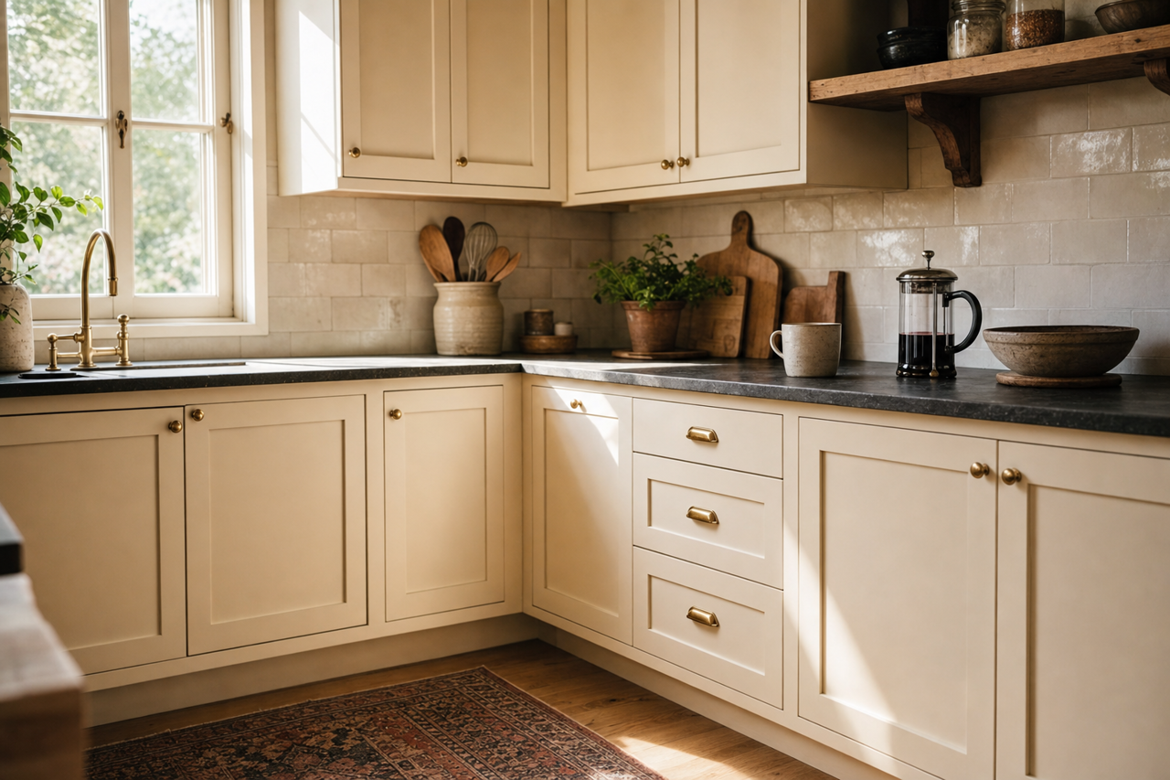 Asiago by Valspar on cabinets