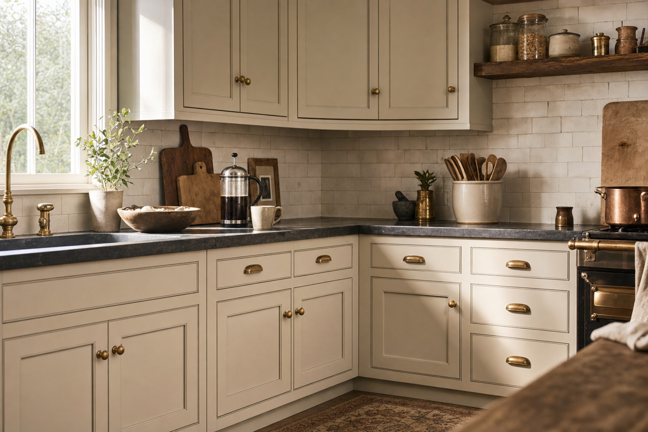 Villa Grey by Valspar on cabinets