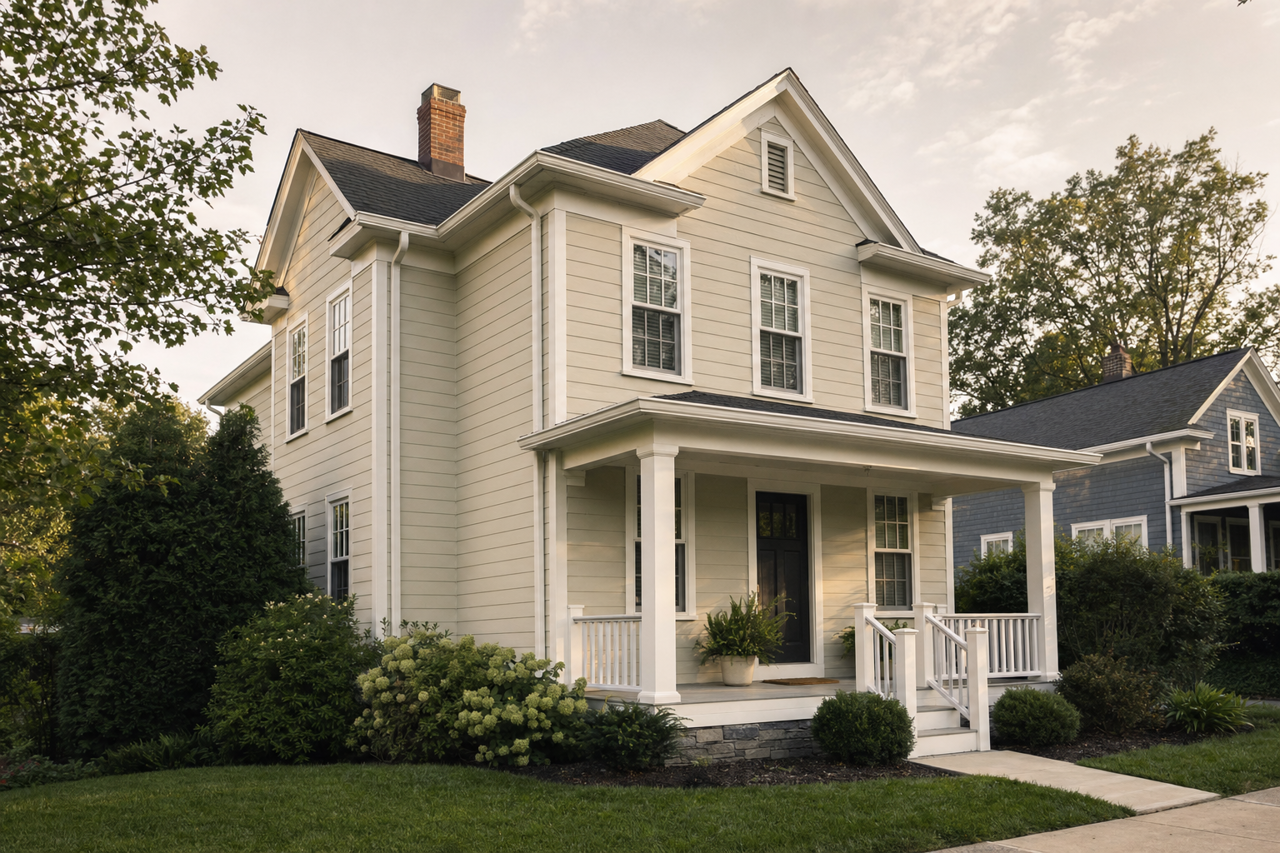 Olive White by Valspar on exterior