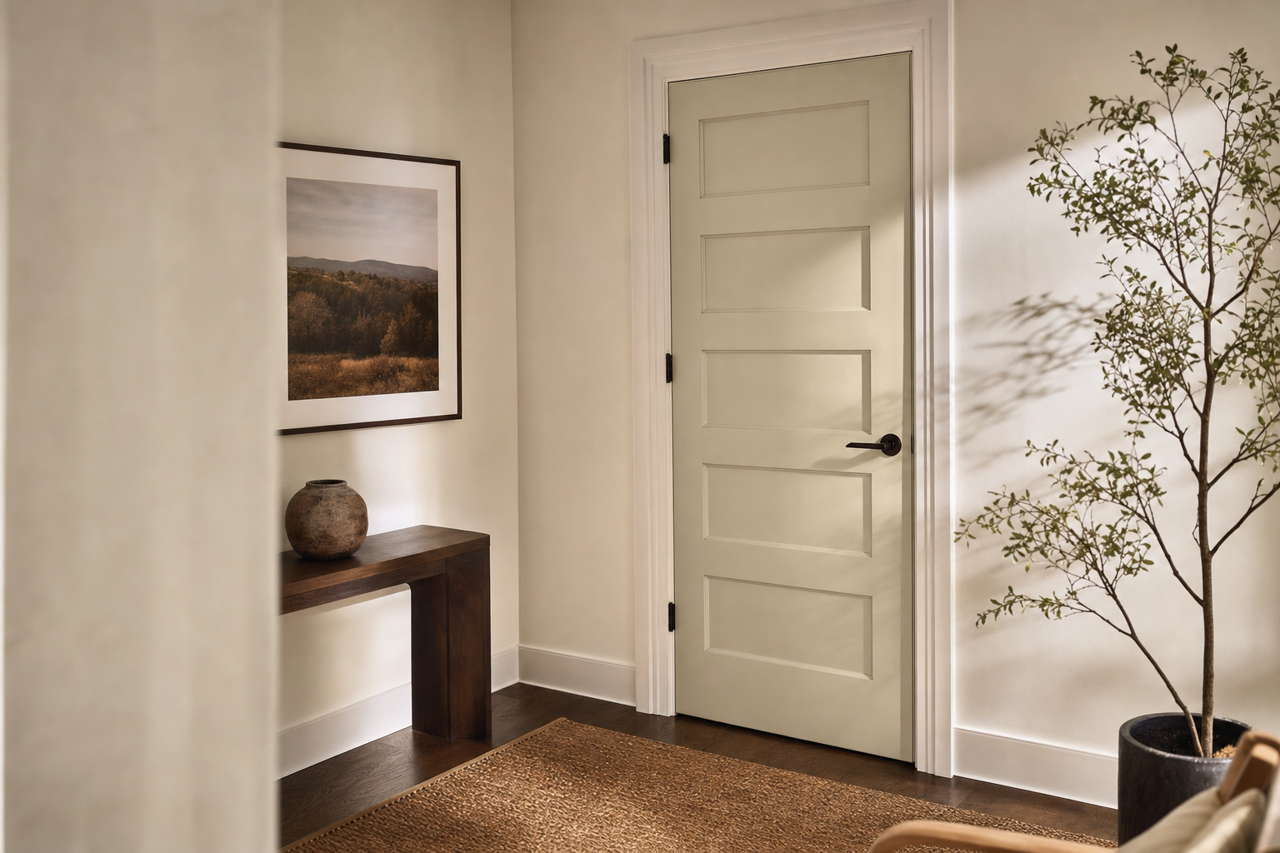 Brown Buzz by Valspar on interior-doors
